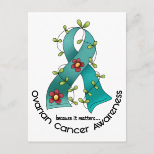 Ovarium Cancer FLOWER RIBBON 1 Briefkaart