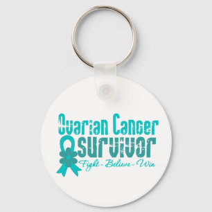 Ovariumcarcinoom Survivor Flower Ribbon Sleutelhanger