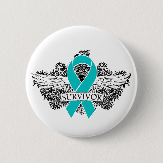 Ovariumcarcinoom Winged SURVIVOR-lint Ronde Button 5,7 Cm (Voorkant)