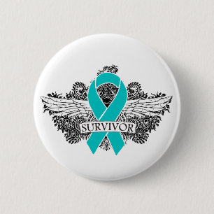 Ovariumcarcinoom Winged SURVIVOR-lint Ronde Button 5,7 Cm