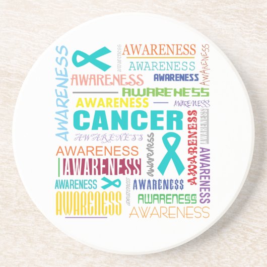 Ovariumkanker Bewustheid Collage Zandsteen Onderzetter (Voorkant)