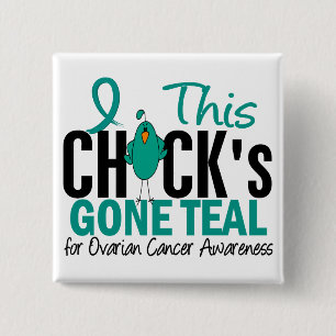 Ovariumkanker Chick Gone Blauwgroen Vierkante Button 5,1 Cm