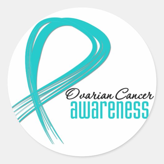Ovariumkanker — Grunge Ribbon Ronde Sticker (Voorkant)