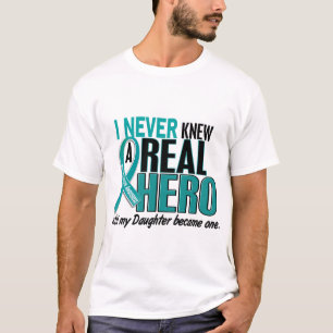 Ovariumkanker KNIEUW EEN HERO 2-dochter T-shirt