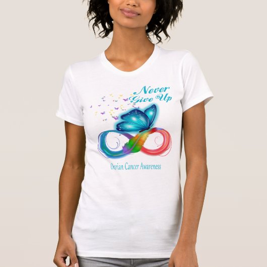 Ovariumkanker nooit opgeven t-shirt (Voorkant)