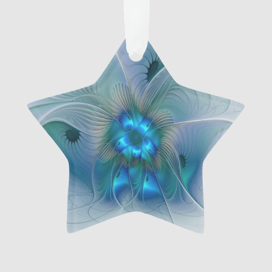 Ovation debout, fractale bleue turquoise abstraite (devant)