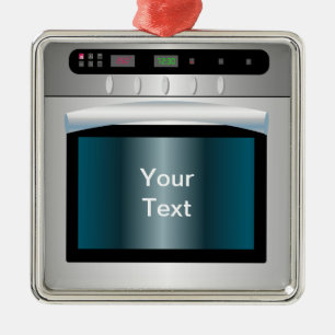 Oven-afbeelding met gepersonaliseerde tekst metalen ornament