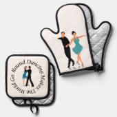 Oven Mitt and Pot Holder - Round Dancer Ovenwant & Pannenlap Set (Voorkant / Achterkant)