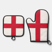 Oven Mitt and Pot Holders, England flag Ovenwant & Pannenlap Set (Voorkant)
