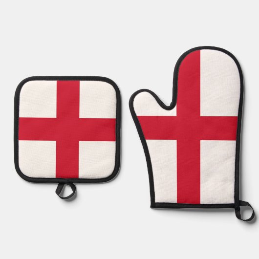 Oven Mitt and Pot Holders, England flag Ovenwant & Pannenlap Set (Voorkant)