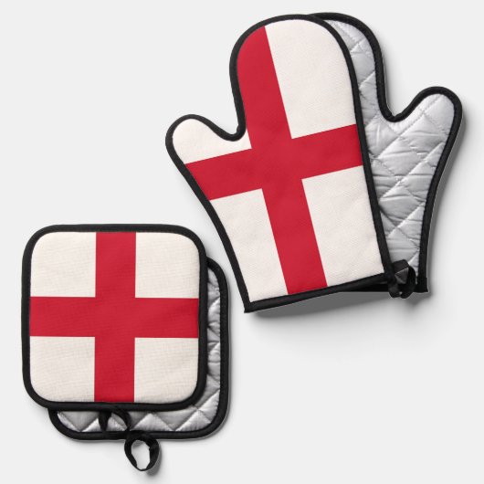 Oven Mitt and Pot Holders, England flag Ovenwant & Pannenlap Set (Voorkant / Achterkant)