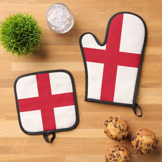 Oven Mitt and Pot Holders, England flag Ovenwant & Pannenlap Set (Top down)