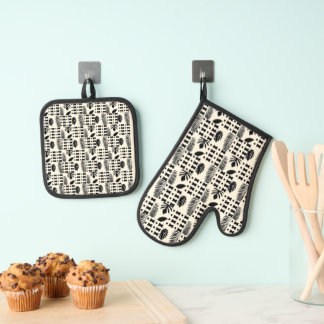 Oven Mitt and Pot Holders Ovenwant & Pannenlap Set