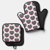 Oven Mitt and Pot Holders Ovenwant & Pannenlap Set (Voorkant / Achterkant)