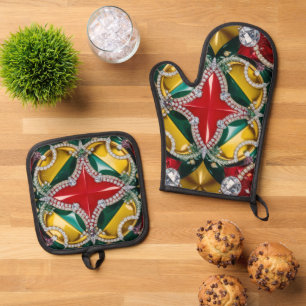 Oven Mitt en Pot Holders, kleuren van Los Angeles Ovenwant & Pannenlap Set