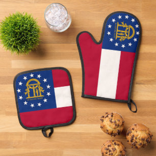 Oven Mitt en Pot Houders met vlag van Georgië, VS Ovenwant & Pannenlap Set