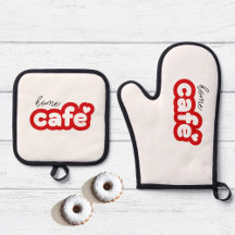 Oven Mitt en Pot Houders Set met Lettering
