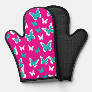 Oven Mitt en Pot Houders Vlinders Ovenwant