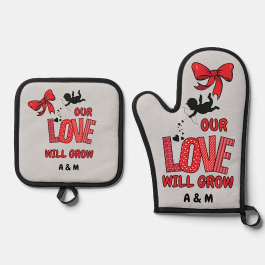 Oven Mitt en Pot HoudersO Ovenwant & Pannenlap Set (Voorkant)