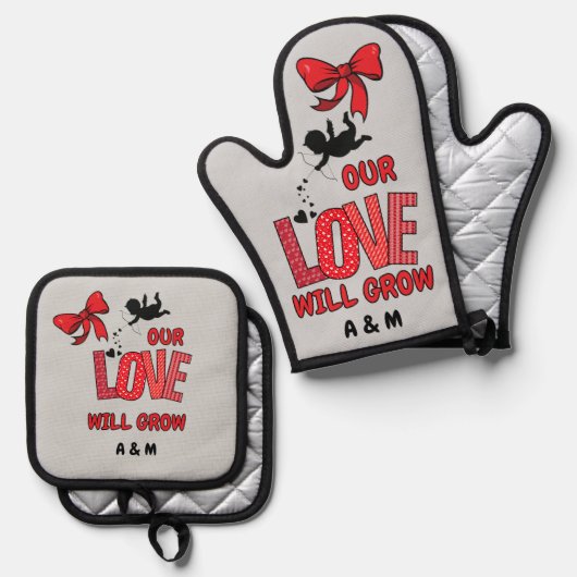 Oven Mitt en Pot HoudersO Ovenwant & Pannenlap Set (Voorkant / Achterkant)