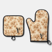 Oven Mitt en Pothouders Monogram Ovenwant & Pannenlap Set (Voorkant)