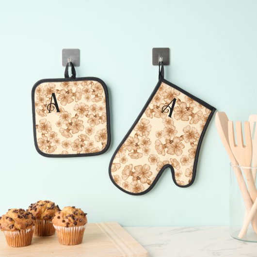 Oven Mitt en Pothouders Monogram Ovenwant & Pannenlap Set (Insitu(Ophanging))
