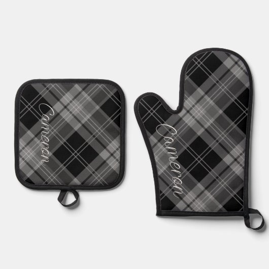 Oven Mitt Pot Holder Set Gepersonaliseerde Zwart P (Voorkant)