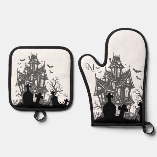 Oven Mitt & Pot Holder Set : HALLOWEEN House #1 (Voorkant)