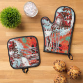 Oven Mitt & Pot Holders – Corrosion Pulse Ovenwant & Pannenlap Set (Top down)