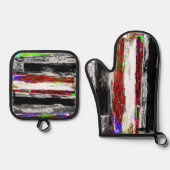 Oven Mitt & Pot Holders – Reflection Layers Ovenwant & Pannenlap Set (Voorkant)