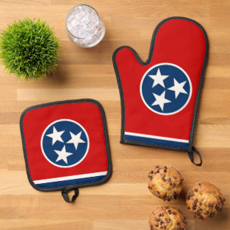 Oven Mitt, Pot Holders with flag of Tennessee Ovenwant & Pannenlap Set