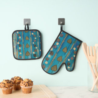 Ovenwant en pannenlap waterverf ontwerp ovenwant & pannenlap set