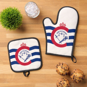 Ovenwant, pannenlappen met vlag van Cincinnati, VS Ovenwant & Pannenlap Set