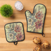 OVENWANTEN &POT HOLDER BLOEMSTIJL ONTWERP OVENWANT & PANNENLAP SET (Top down)