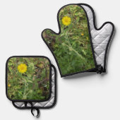 OVENWANTEN &POT HOLDER BLOEMSTIJL ONTWERP OVENWANT & PANNENLAP SET (Voorkant / Achterkant)