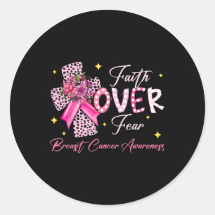 Over Angst Cross Pink Ribbon Christelijke Borstkan Ronde Sticker