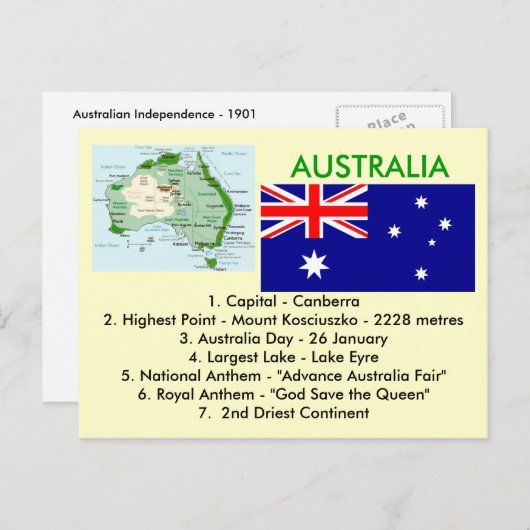 Over Australië Briefkaart (Voorkant / Achterkant)