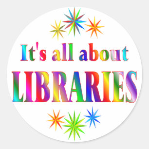 Over bibliotheken ronde sticker