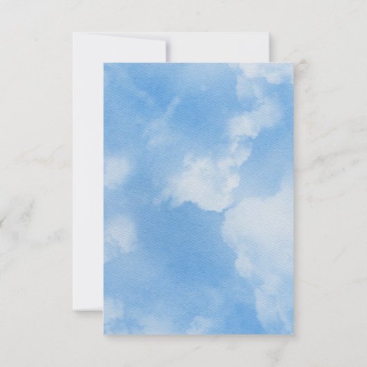 Over Cloud Nine Calligraphy Blue Vrijgezellenfeest Bedankkaart (Achterkant)