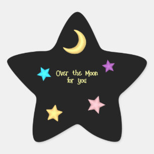 Over de aangepaste tekst Moon en Stars Ster Sticker