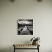Over de brug - Moody zwart-wit landschap Canvas Afdruk