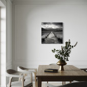 Over de brug - Moody zwart-wit landschap Canvas Afdruk
