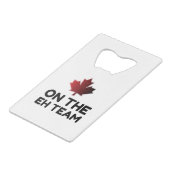 Over de financiering van het EH-team Canada Kredietkaart Flessenopener (Voorkant Gekanteld)