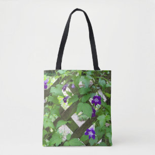 over de gehele lengte op tas paarse bloemen op roo