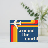 over de hele wereld retro - strepen briefkaart (Staand voorkant)