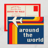 over de hele wereld retro - strepen briefkaart (Voorkant / Achterkant)