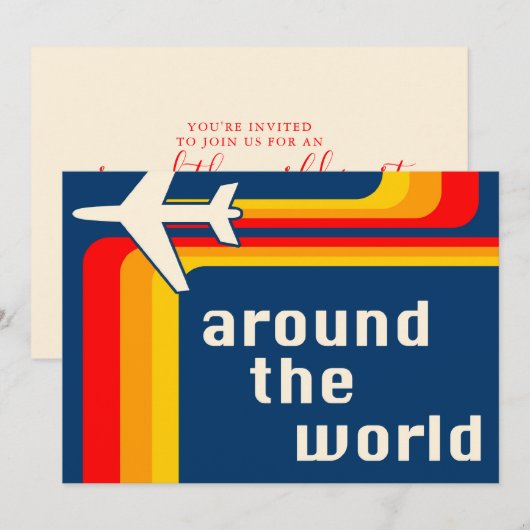 over de hele wereld retro - strepen kaart (Voorkant / Achterkant)