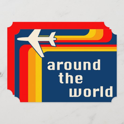 over de hele wereld retro - strepen kaart (Voorkant / Achterkant)