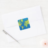 Over de hele wereld vierkante sticker (Envelop)
