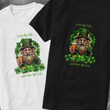 Over de heuvel grappige spreuk Leprechaun met bier